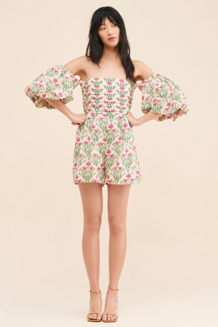 Especia Off-The-Shoulder Printed Romper size Medium